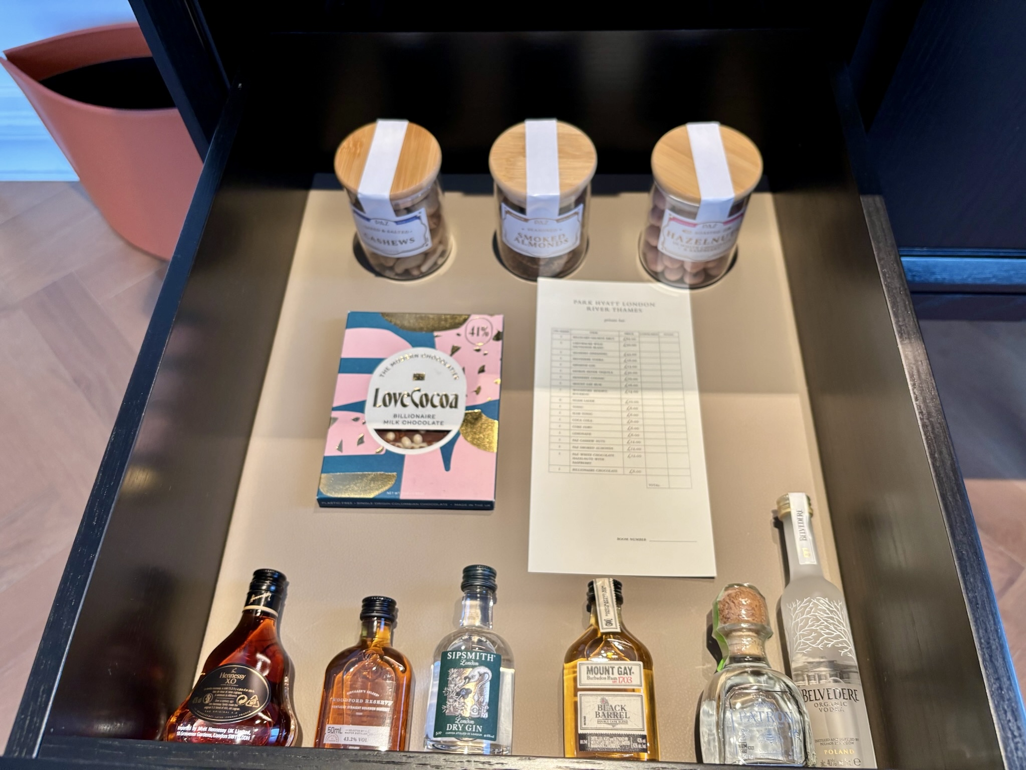 Inside the Park Hyatt London River Thames: Rooms, Dining, Pool & More 29 Minibar snacks and liquor