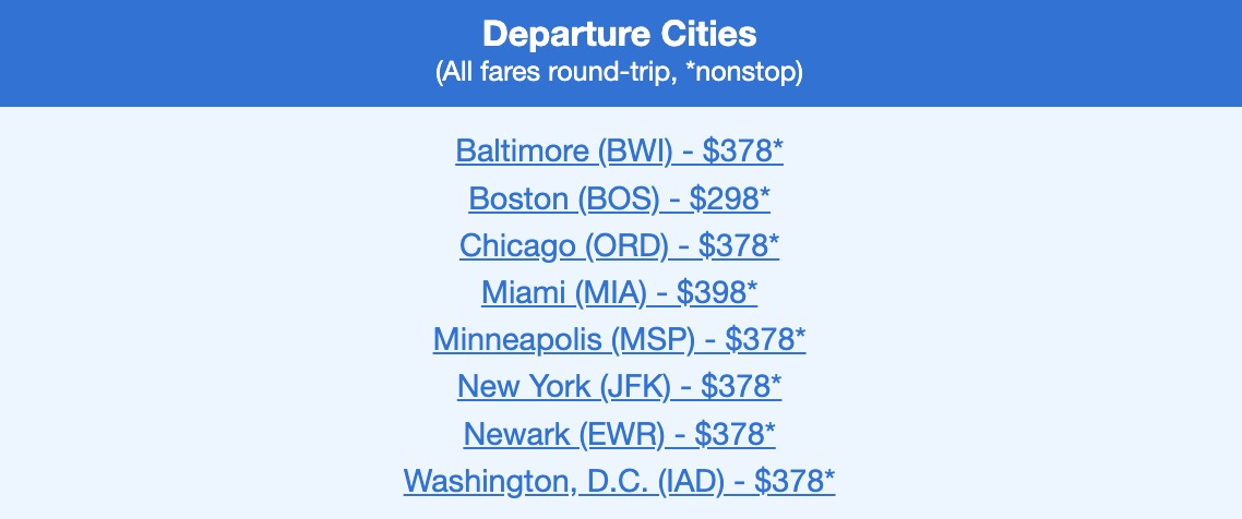 Iceland nonstop airfare in the $200s and $300s roundtrip