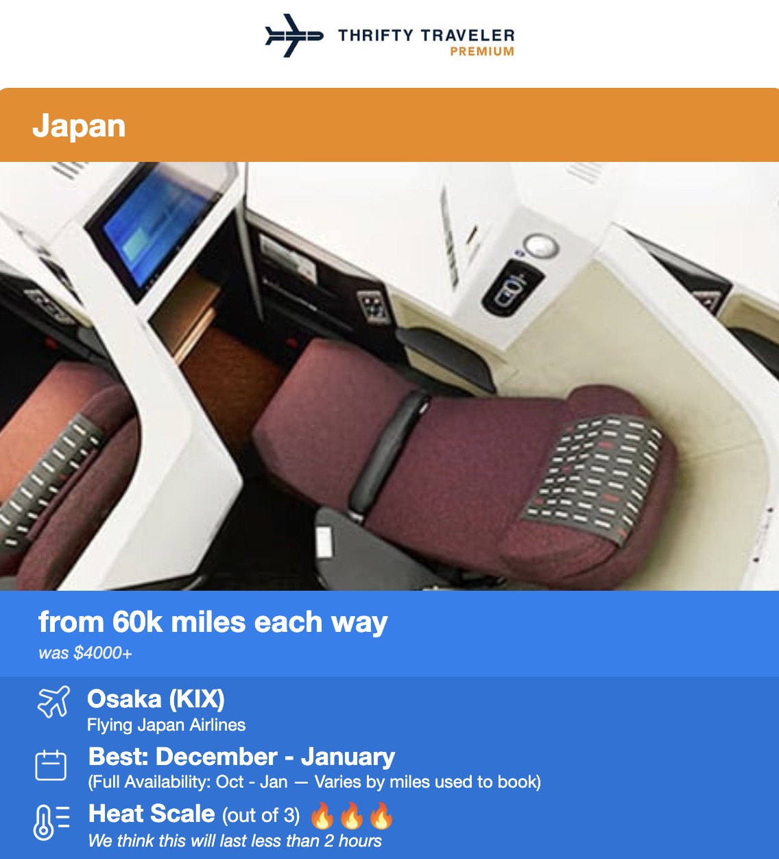 Japan Airlines to Osaka