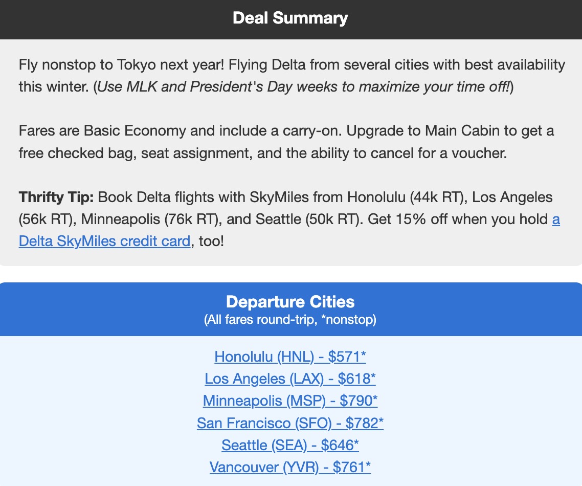 Nonstop flights to Japan from all over the U.S.