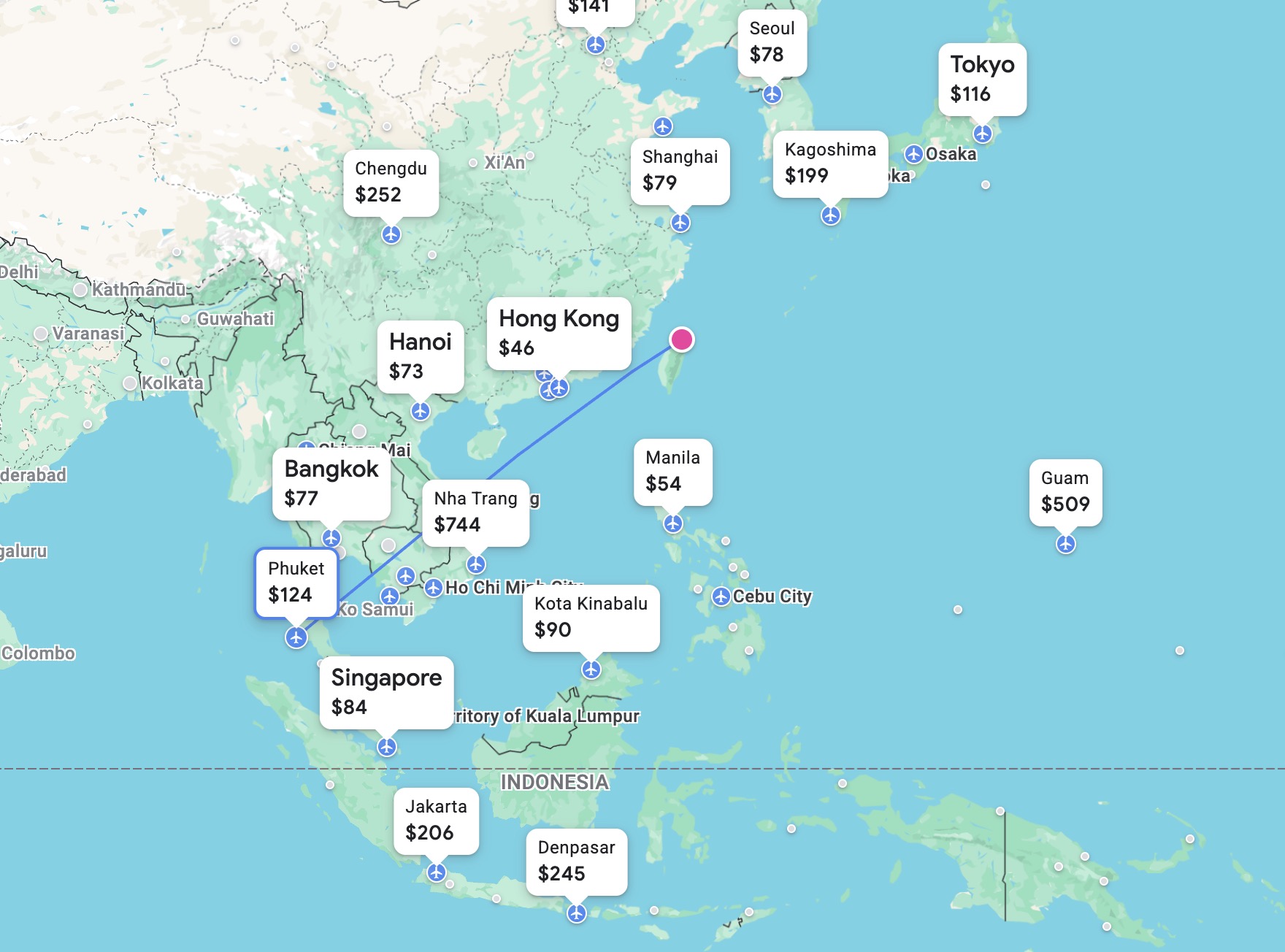 Google Flights flight search