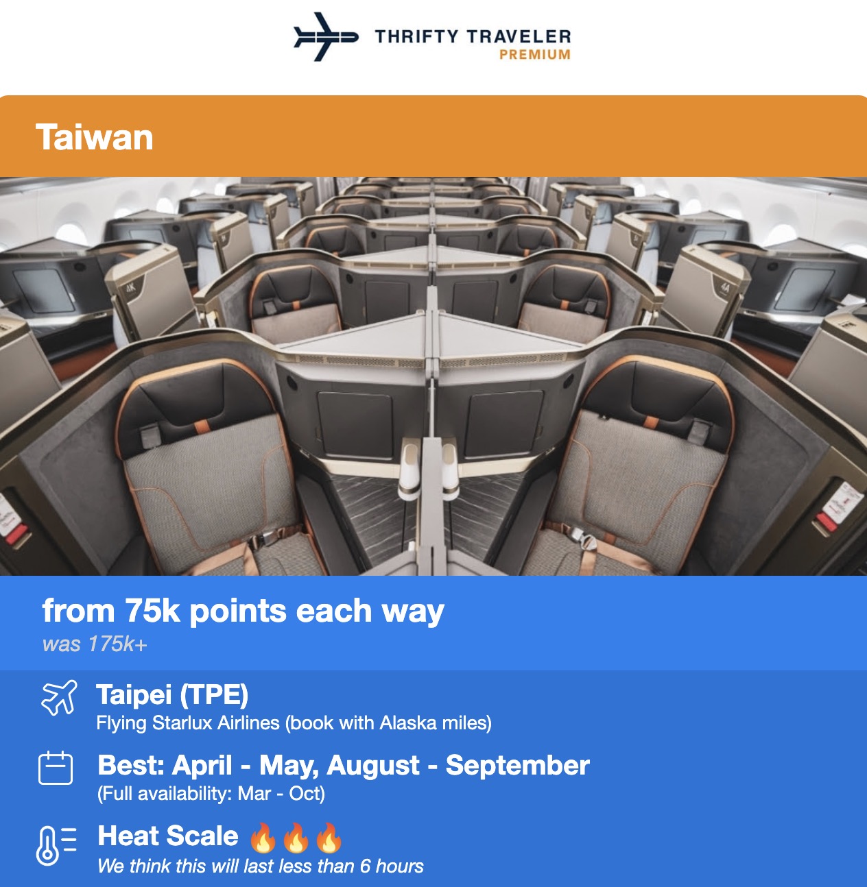 Starlux to Taipei flight deal