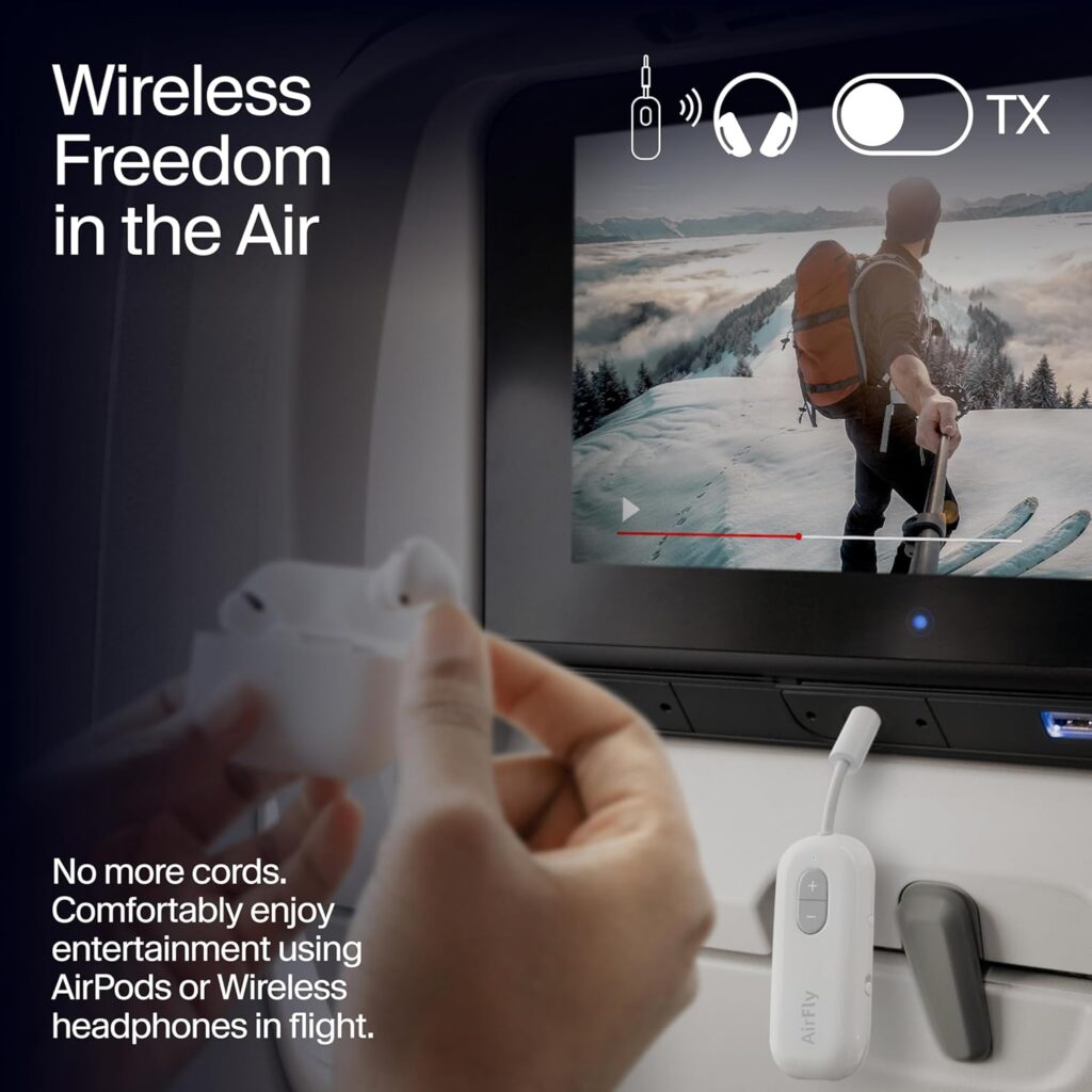 airfly se plugged into an airplane seat back IFE