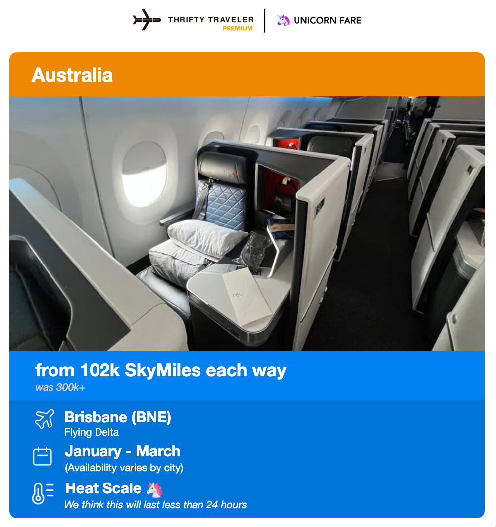 The Best Delta One Business Class Deals We've Found in 2025 4 delta skymiles deal to brisbane from thrifty traveler premium