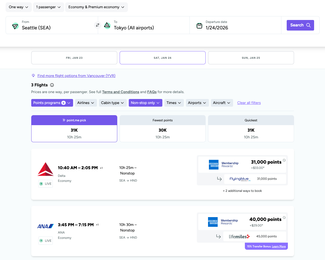 10 of the Best Award Search Tools to Use Your Points & Miles 59 search results for seattle to tokyo using point dot me