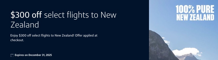 Capital One Travel Offer ($300 Off Flights to New Zealand)
