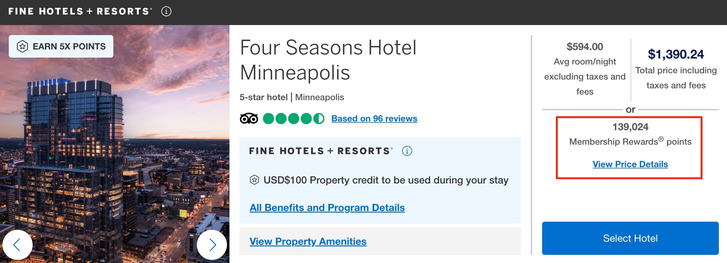 Four Season Minneapolis FHR booking