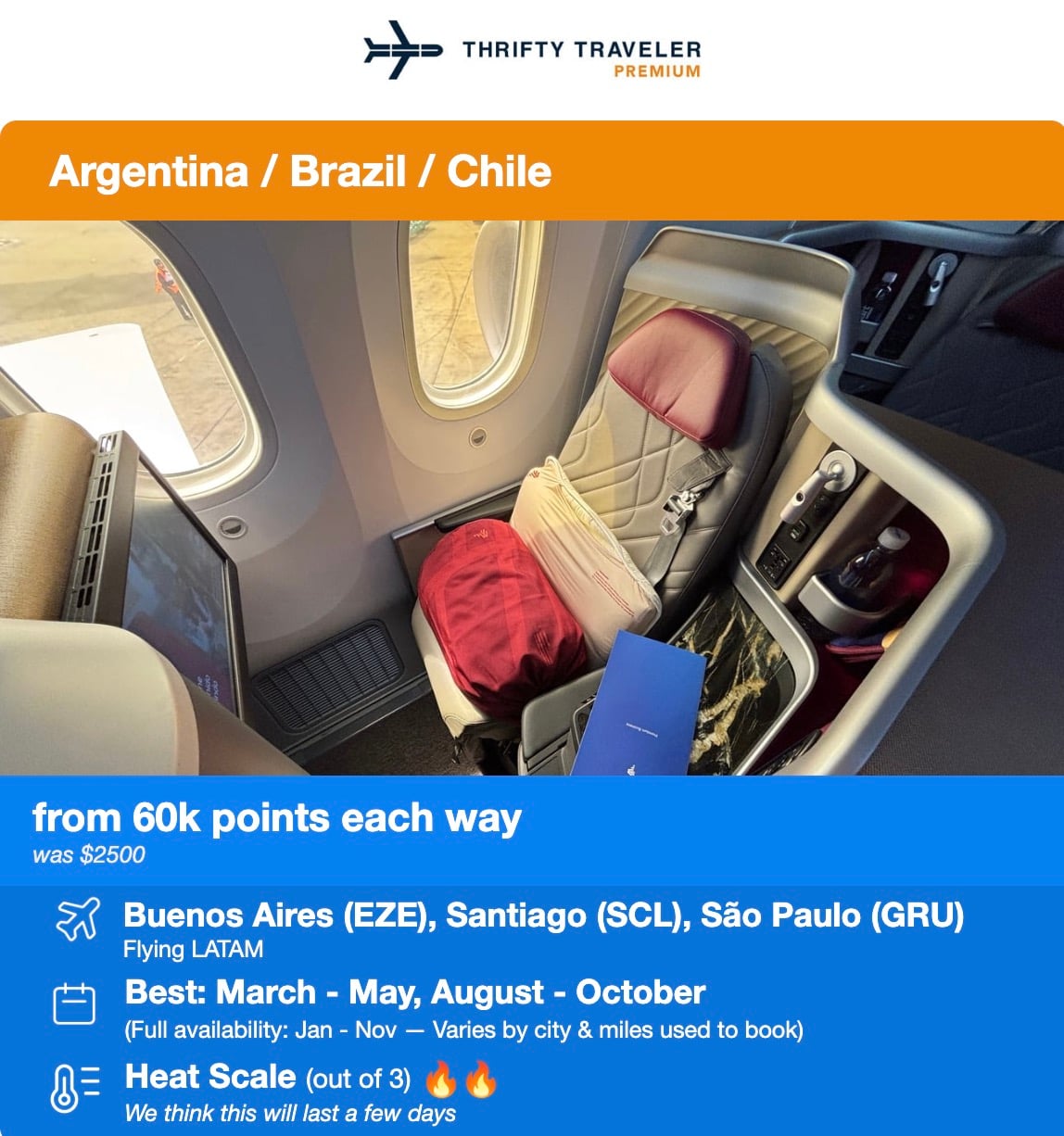 Early Bird Gets the Worm: The Key to Finding Business Class Award Space Lately 9 LATAM business class flight deal