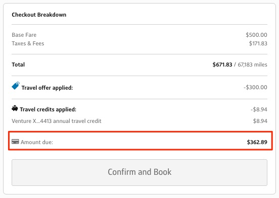 LAX-AKL flight booking through Capital One Travel for $362 roundtrip
