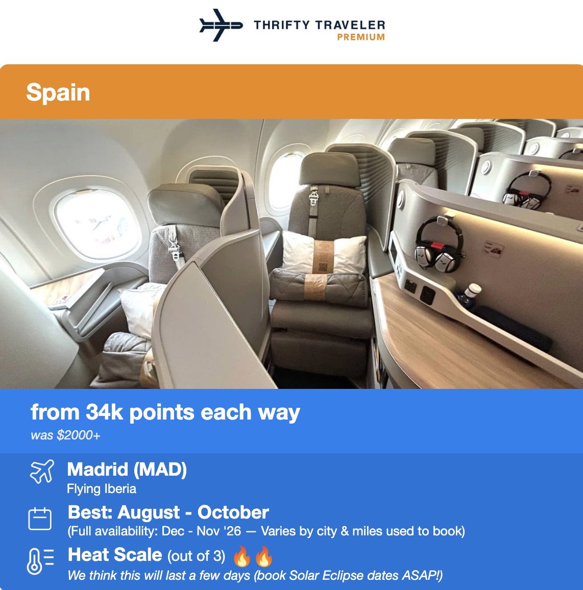 Iberia business class flight deal