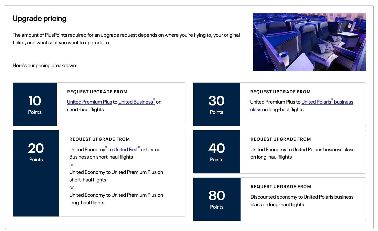 united pluspoints award chart