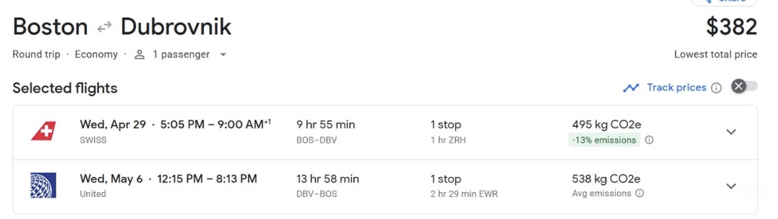 Croatia airfare for $382