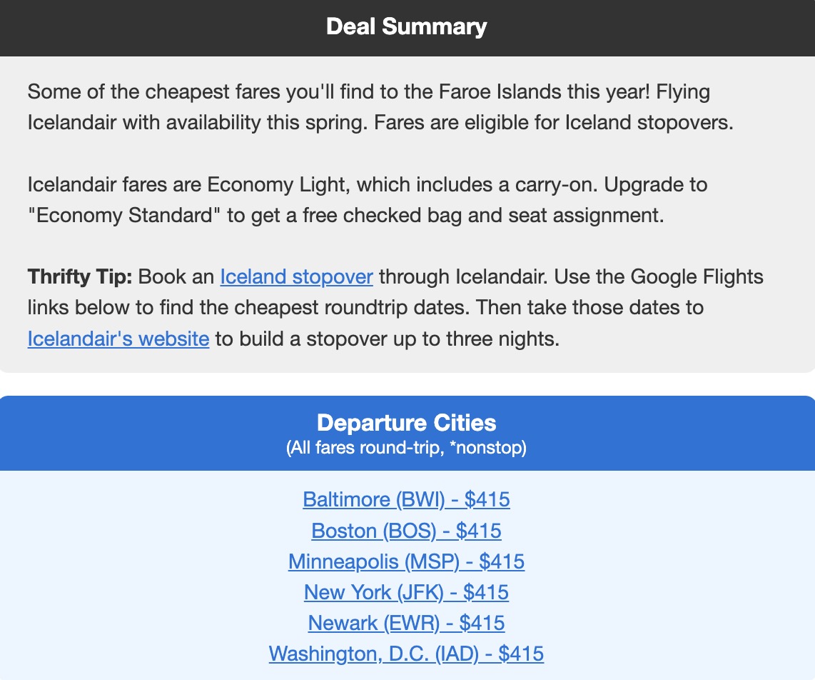 Faroe Islands flight deal