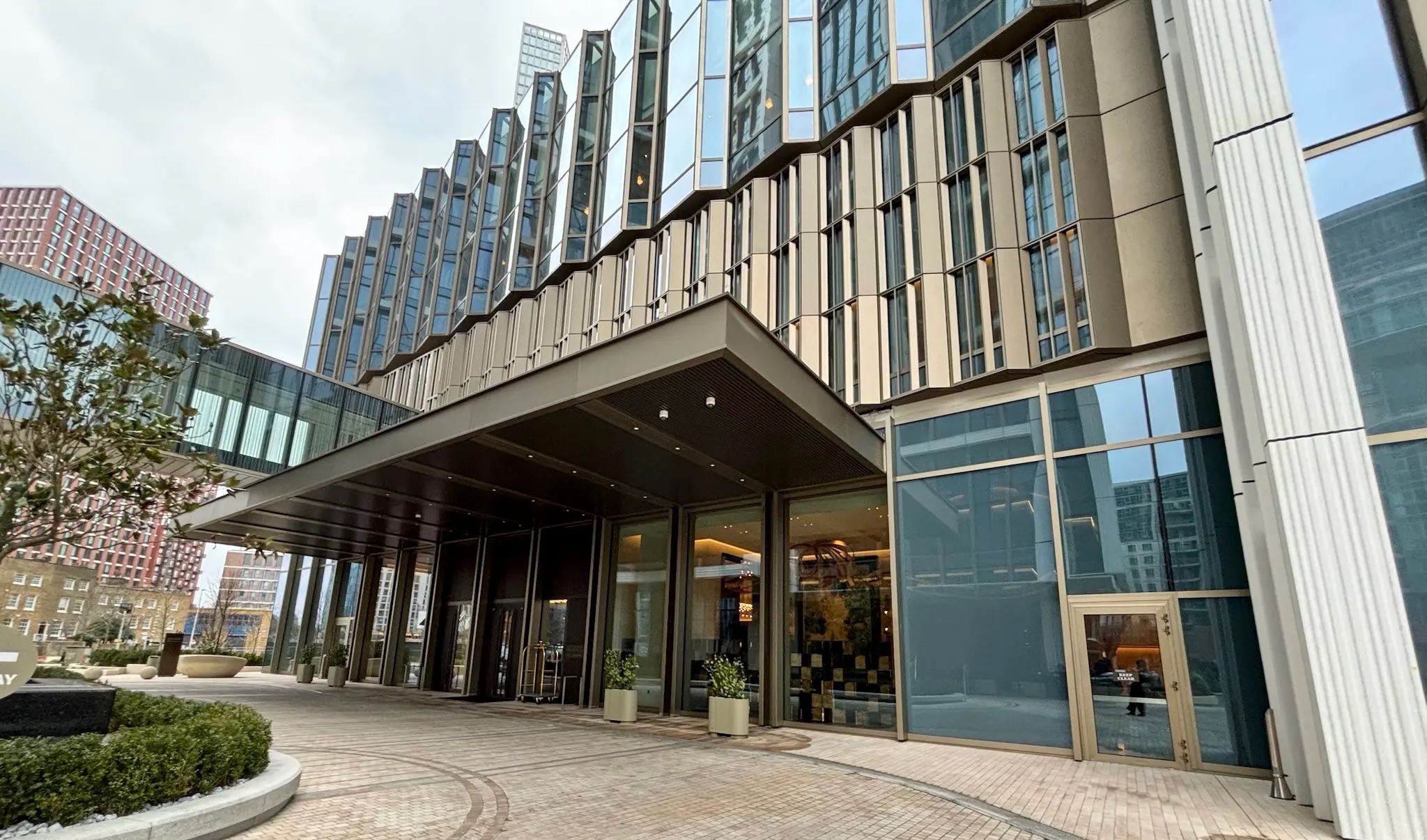 Inside the Park Hyatt London River Thames: Rooms, Dining, Pool & More 4 Park Hyatt London Driveway with hotel entrance.