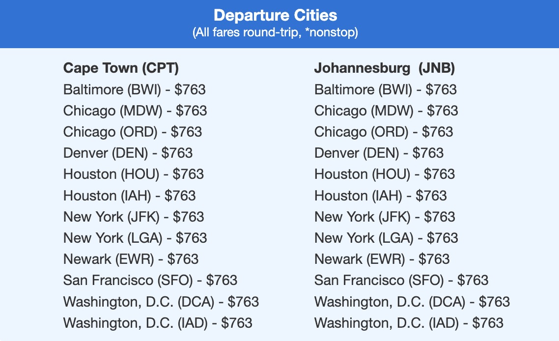 South Africa flight deal for $763 roundtrip