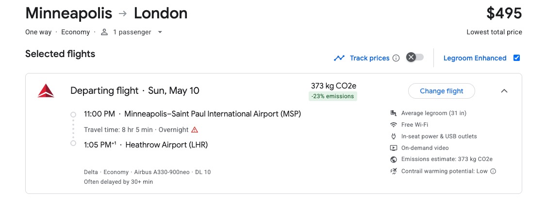 How to Take Cheaper One-Way Fares Abroad to the Next Level 14 MSP-LHR nonstop flight on Delta