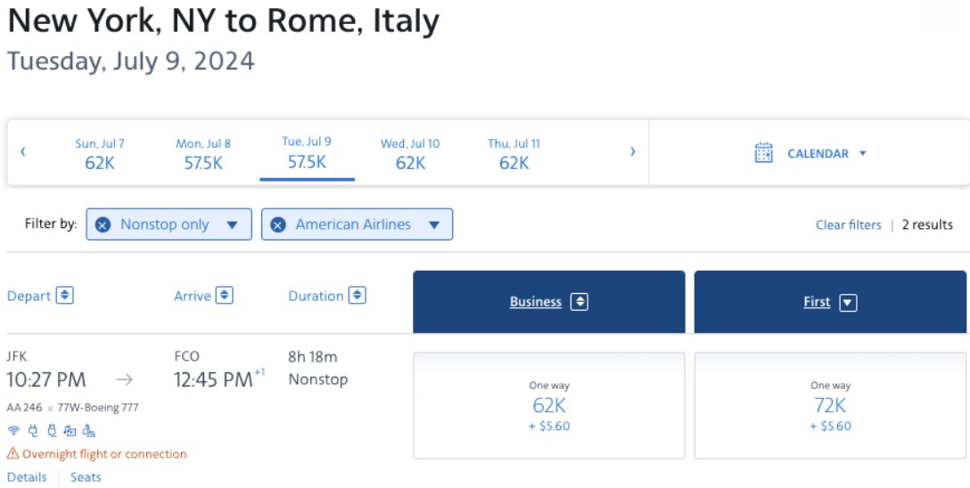 The Best AAdvantage Miles Deals ... That American Never Advertises 35 AA Biz and First Class to Rome