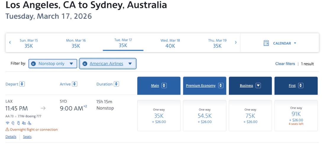 The Best AAdvantage Miles Deals ... That American Never Advertises 37 LAX to SYD American Airlines airfare examples