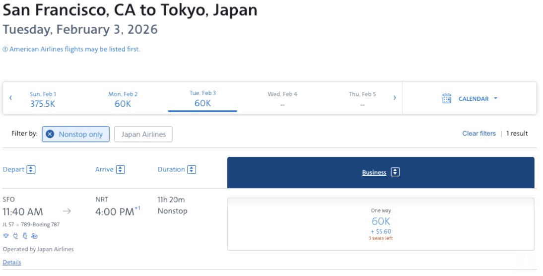The Best AAdvantage Miles Deals ... That American Never Advertises 29 Japan Airlines Business Class AAdvantage booking