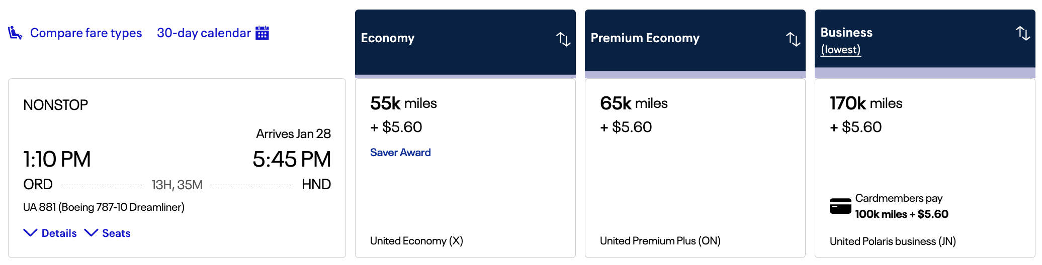 The #1 Way to Find Better United MileagePlus Redemptions 25 United award from ORD-HND for 100K in business class