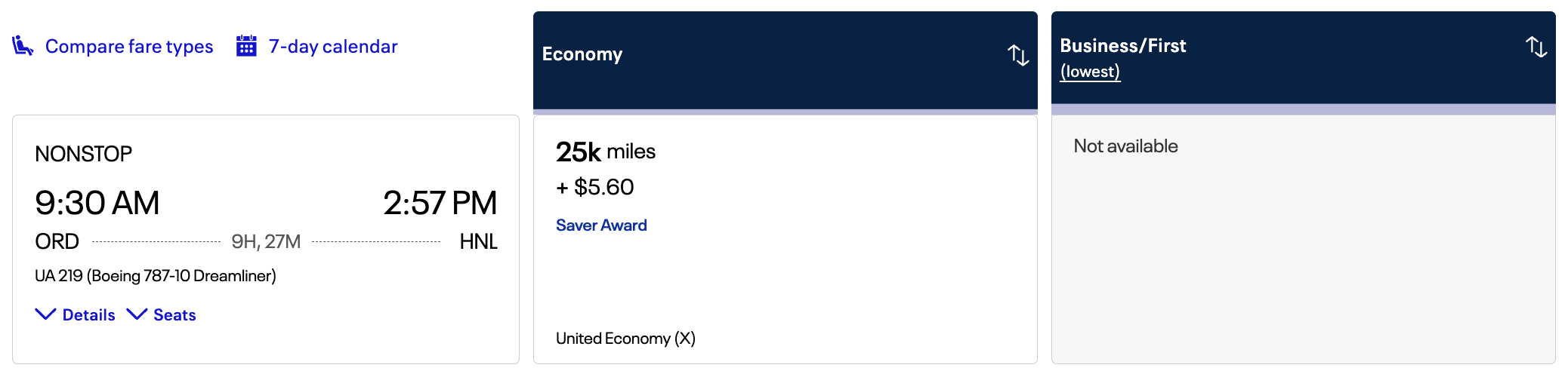 The #1 Way to Find Better United MileagePlus Redemptions 19 United award ORD-HNL