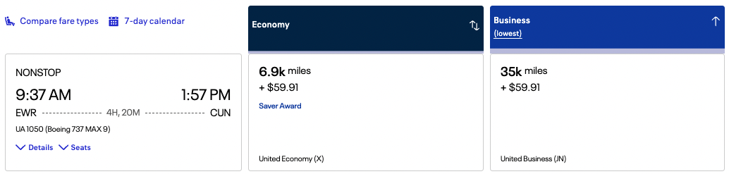 The #1 Way to Find Better United MileagePlus Redemptions 29 United award EWR-CUN