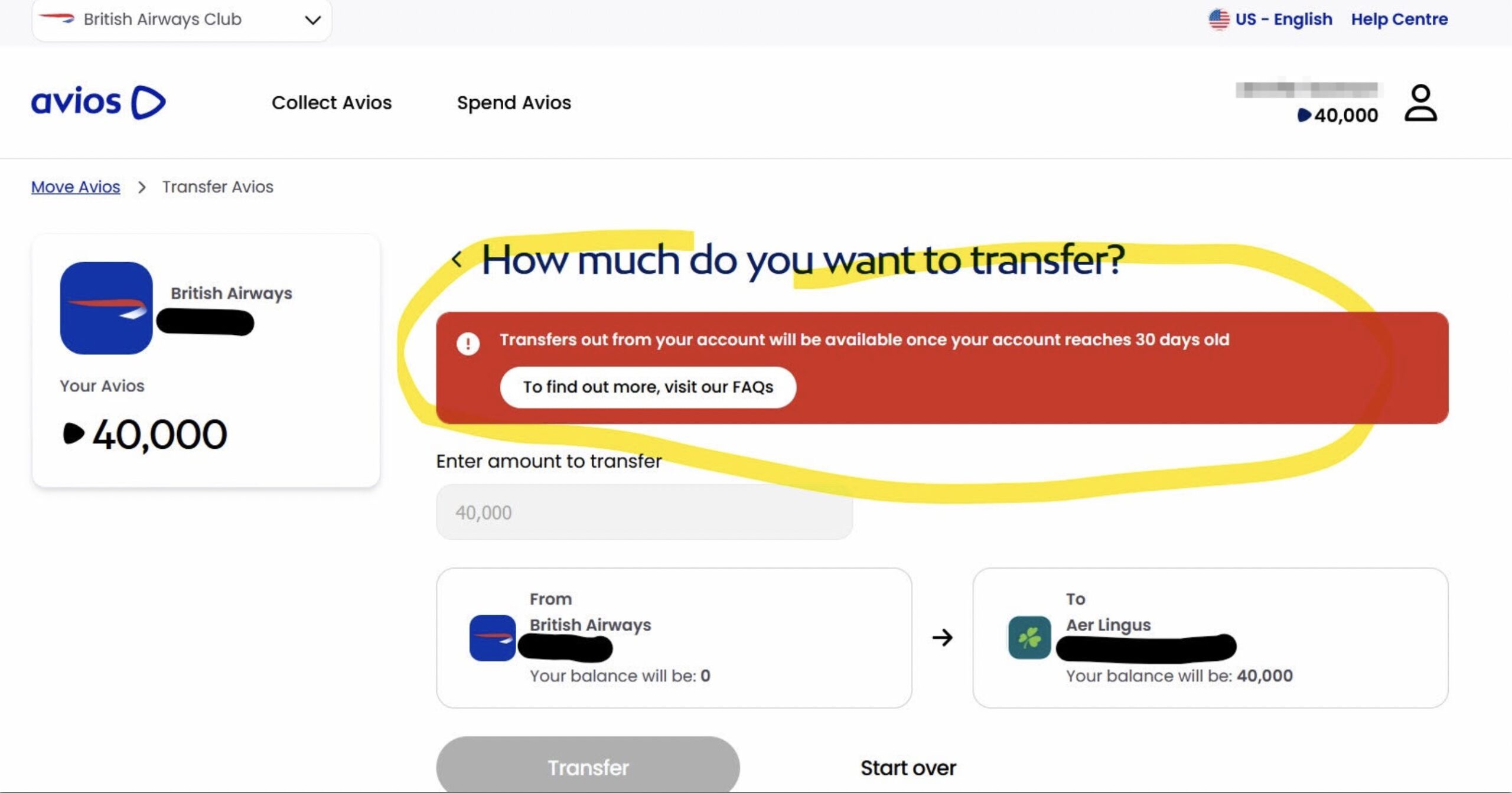 Transferring Avios Between Accounts is Easy, But Beware of the 30-Day Rule 2 Avios transfers 30-day warning