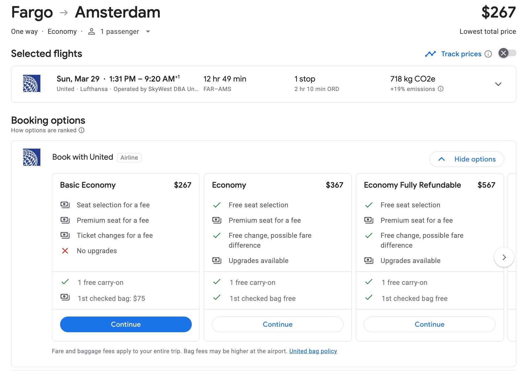 Are Airlines Ditching Higher One-Way Fares for International Flights? 1 flight from fargo to amsterdam for $267 on google flights