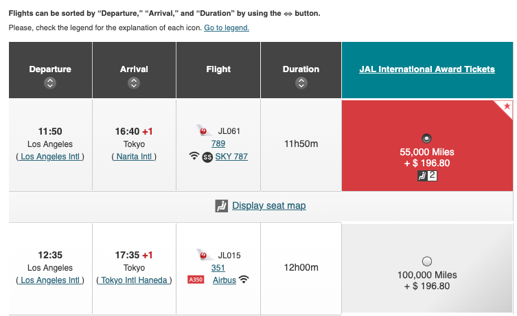 How to Book Award Tickets with Japan Airlines Miles 10 JAL search from LA to Tokyo