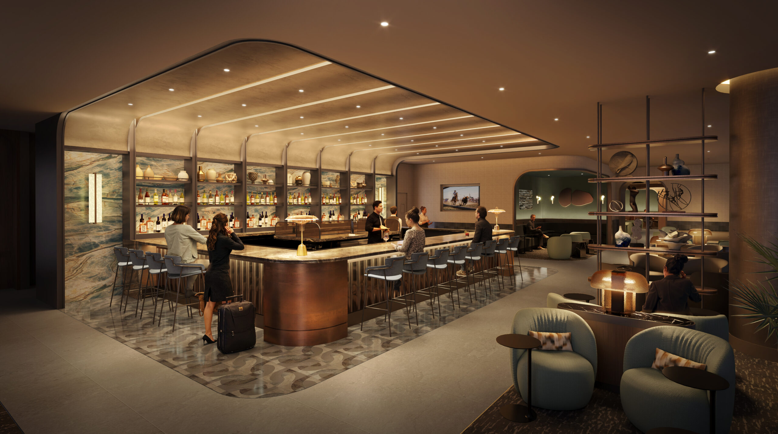 From Dallas to Boston, Amex Plans New & Expanded Centurion Lounges 4 DFW Centurion Lounge Expansion Rendering of secondary bar area