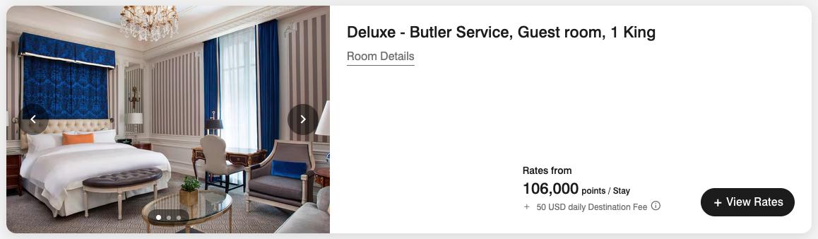 Nice: Marriott Boosts Free Night Award ‘Top-Off’ to 25K Points 6 The St. Regis New York award stay for 106,000 points per night