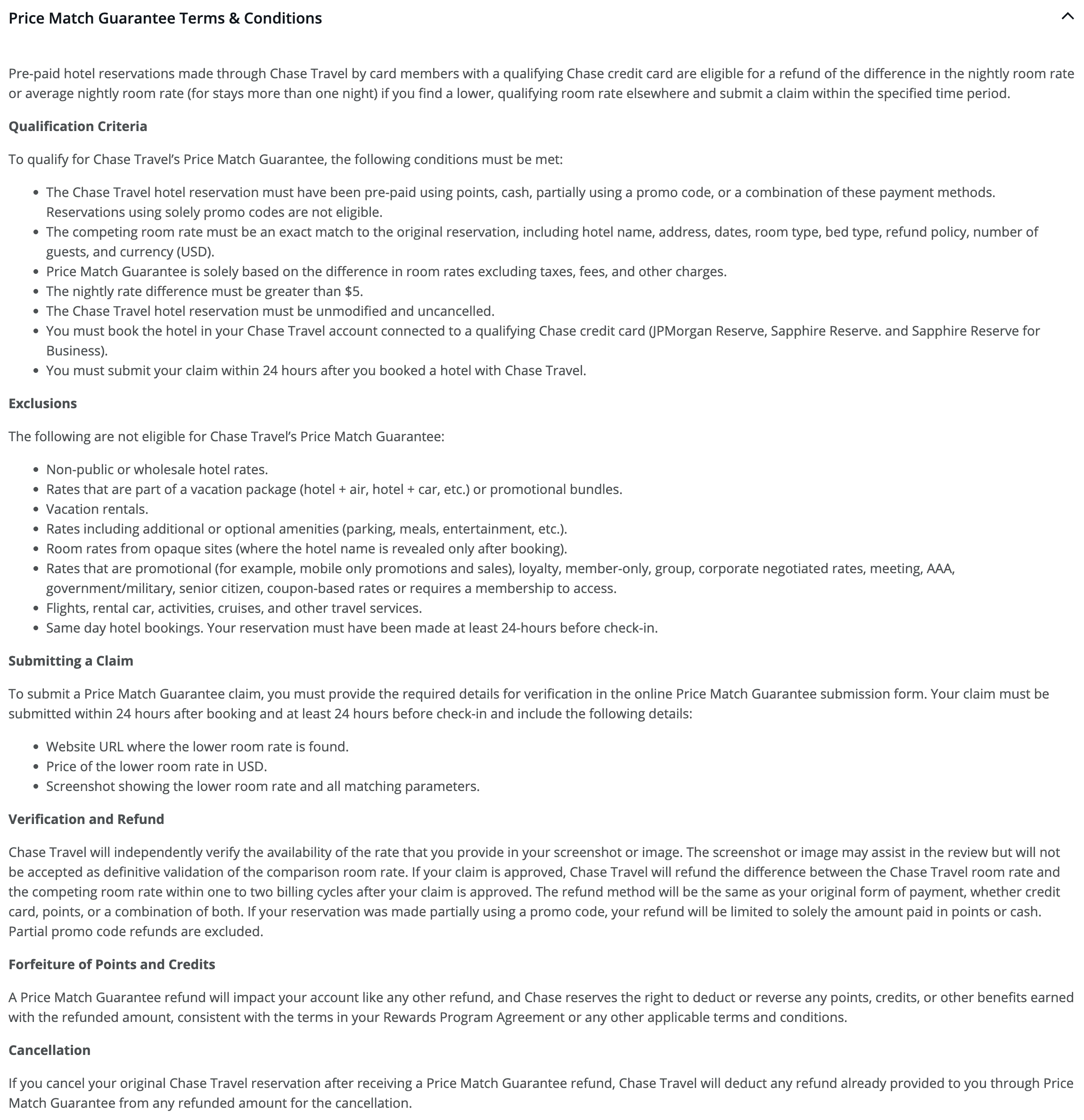 Chase Travel℠ Adds New Hotel Price-Match Guarantee ... For Some 1 Chase Travel Price Match Guarantee Terms & Conditions