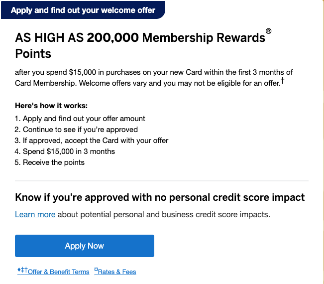 New: Earn 'As High As' 300K Points With a Pair of Amex Business Cards 1 American Express Business Gold "As High As" 200K Points Offer