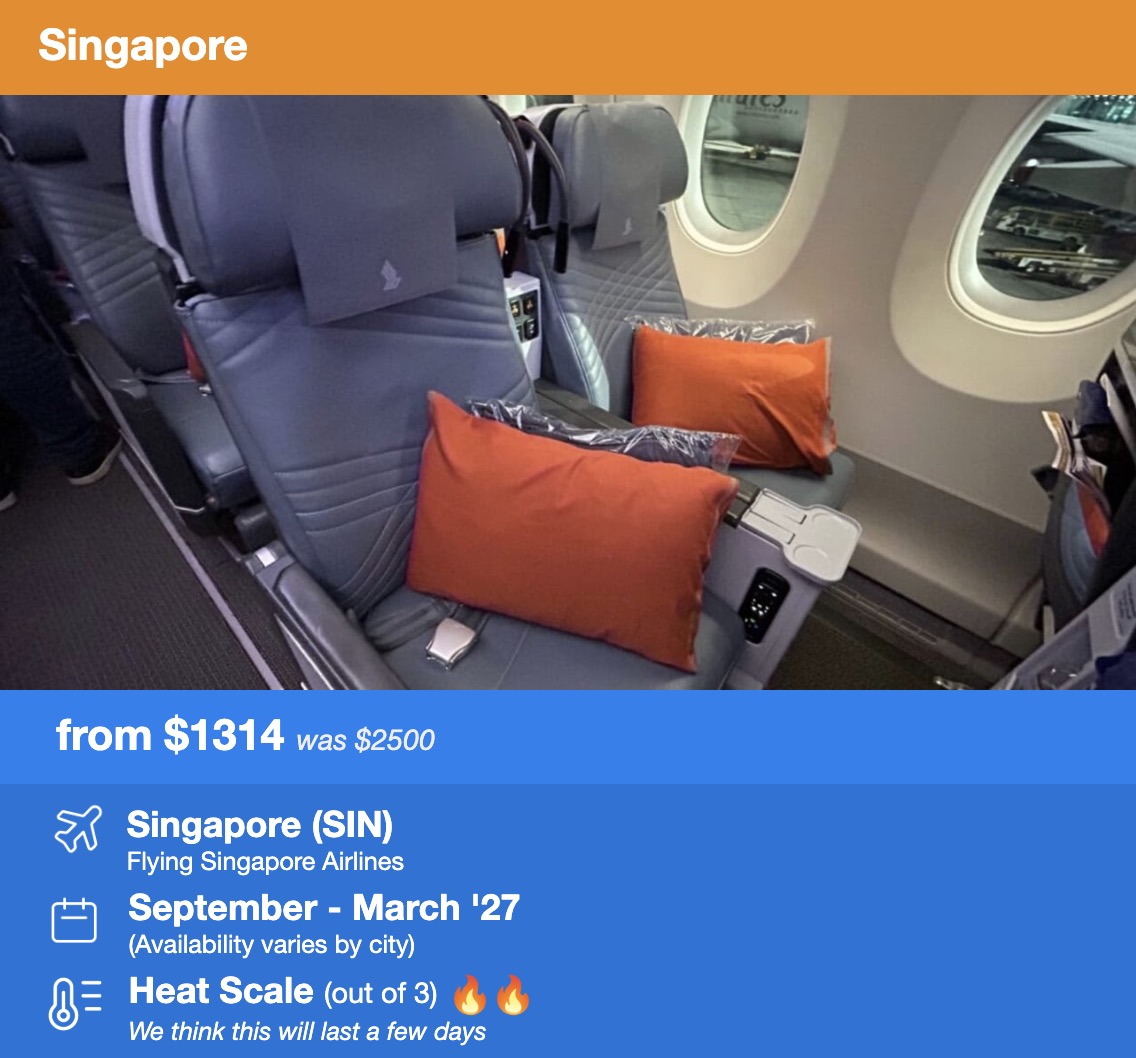 How to Book Premium Economy Seats For Economy Prices 8 Singapore flight deal example