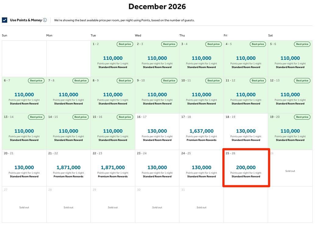 Déjà Vu: Hilton Raises (Some) Award Rates Again ... With a New Twist 2 Zemi Beach House Award Calendar December 2026