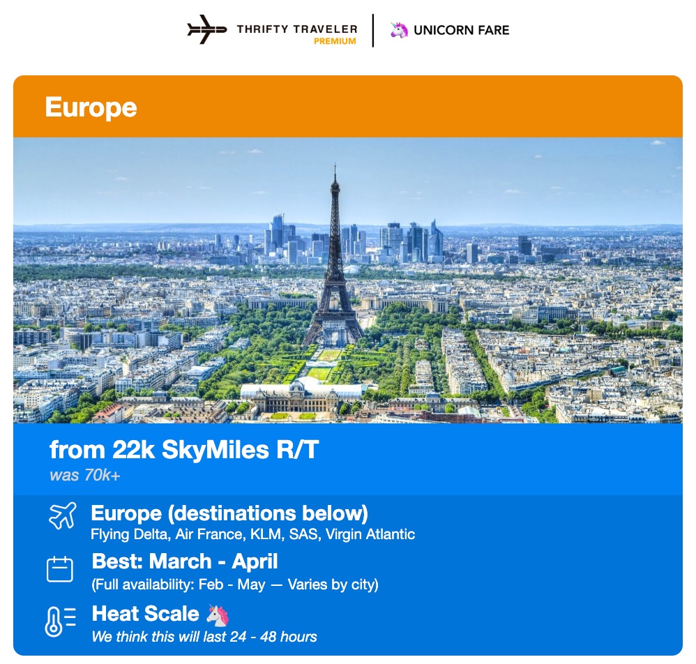 Act Fast: Lock in Thrifty Traveler Premium Before Prices Increase! 1 delta skymiles europe 22k