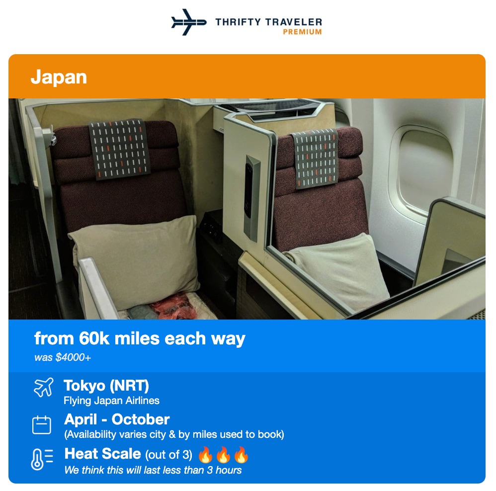 The 10 Best Flight Deals We've Found in 2026 (So Far...) 1 japan airlines thrifty traveler premium alert for 60,000 miles