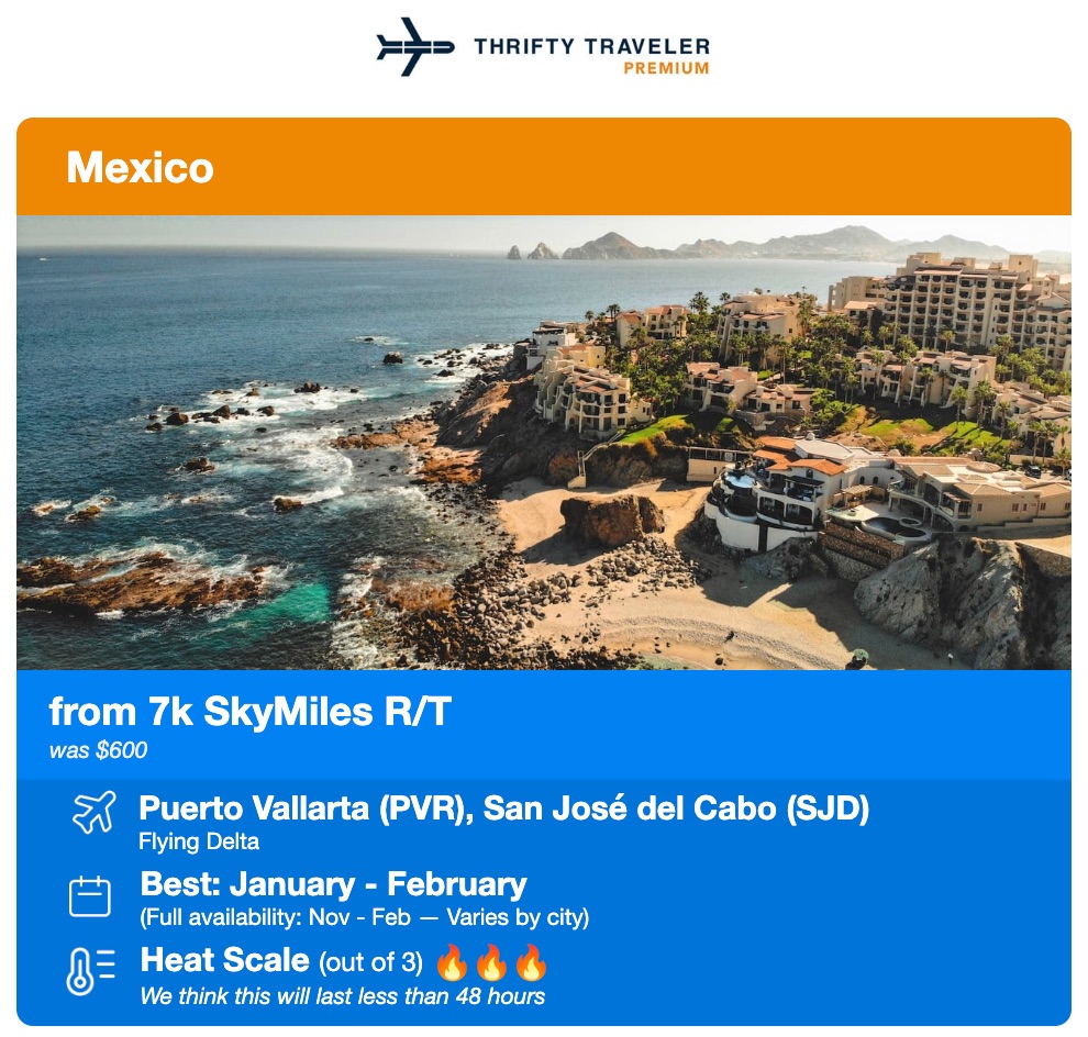 Flights You Can Book for Just 15K Delta SkyMiles (... Or Less!) 2 thrifty traveler premium deal to mexico for 7k skymiles