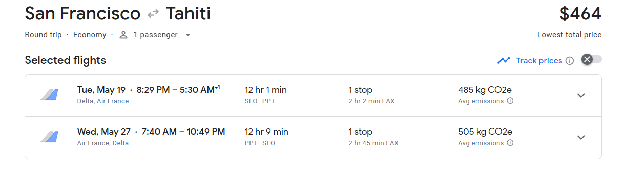 Act Fast: Lock in Thrifty Traveler Premium Before Prices Increase! 5 san francisco flight to tahiti for $464 on google flights