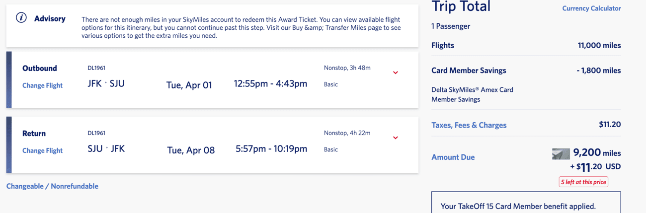 Flights You Can Book for Just 15K Delta SkyMiles (... Or Less!) 3 flight from new york to san juan puerto rico for 9,200 skymiles