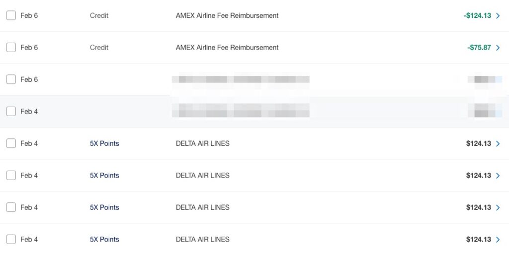 American Express Account Activity