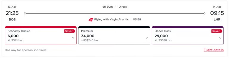 Ouch: Virgin Atlantic Hikes Fees (Again) on Award Tickets up to 50% 5 BOS-LHR old fees