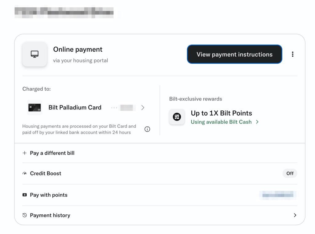 Bilt Payment instructions