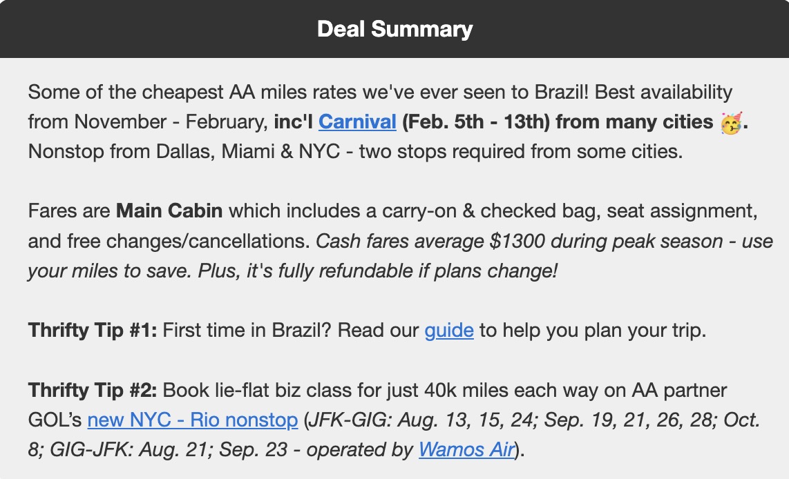 6 Incredible Ways to Use AAdvantage Miles, From Economy to Biz Class 3 Brazil Carnival flight deal