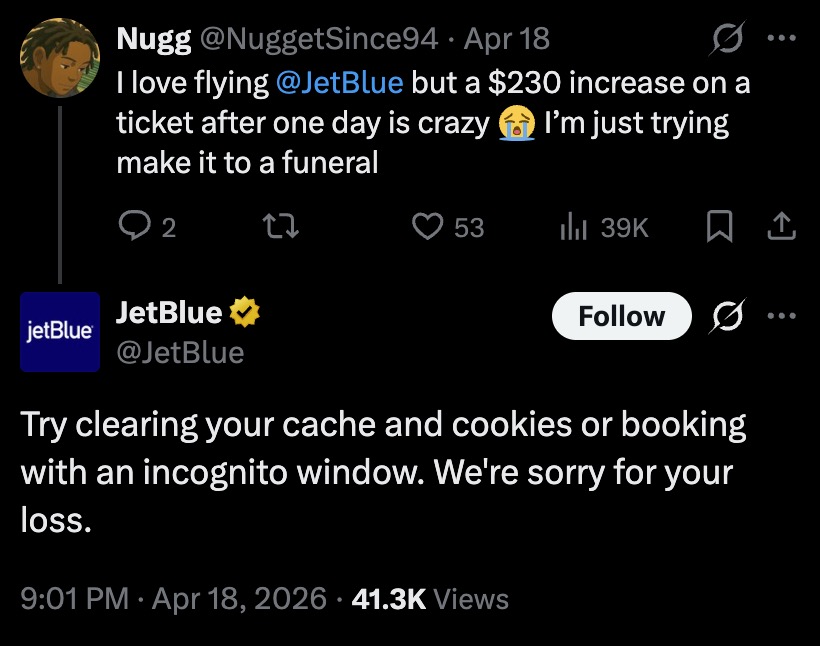 jetblue tweet