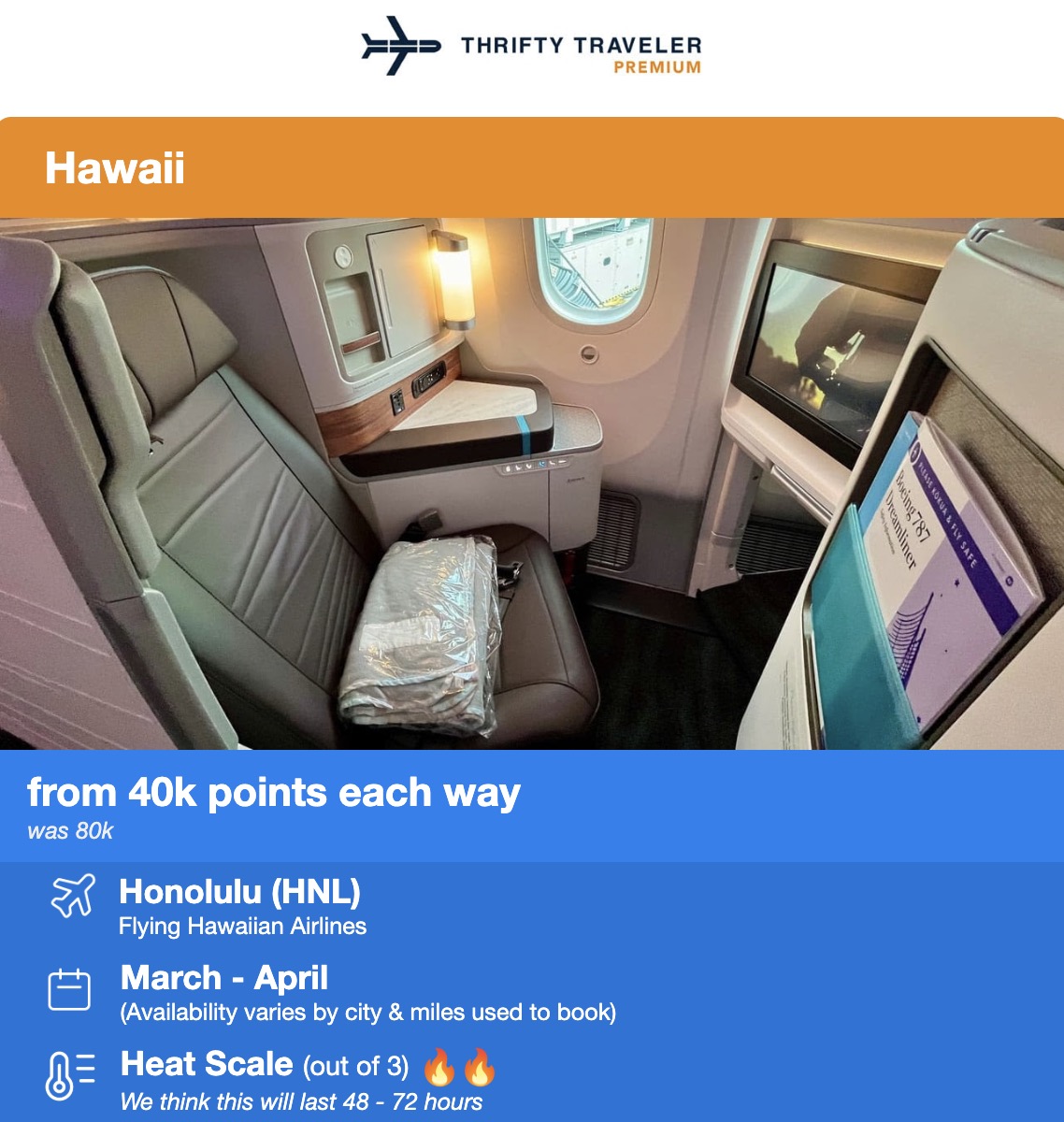 Hawaiian First Class flight