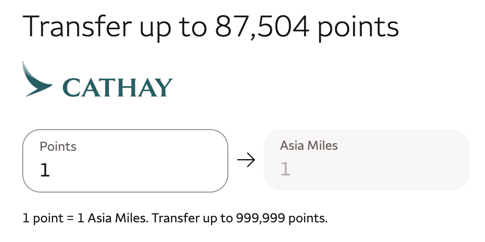 Wells Fargo Points transfer to Cathay Pacific Asia Miles
