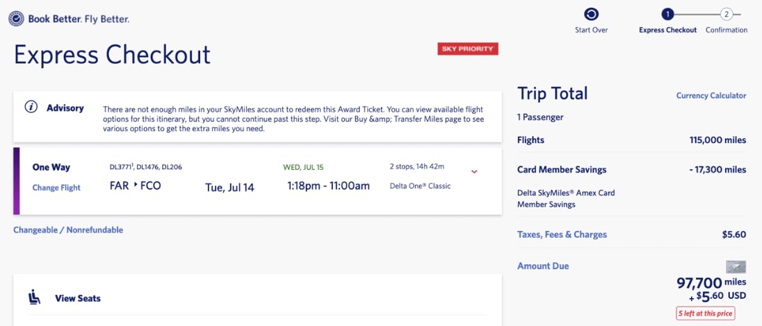 The 10 Best Business & First Class Flight Deals of 2026 (So Far) 1 Fargo to Rome Delta One fare