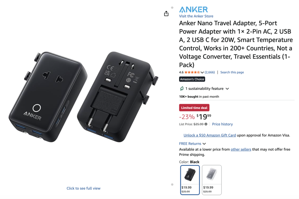 The Best International Travel Adapter is on Sale for $20 1 anker travel adapter amazon listing