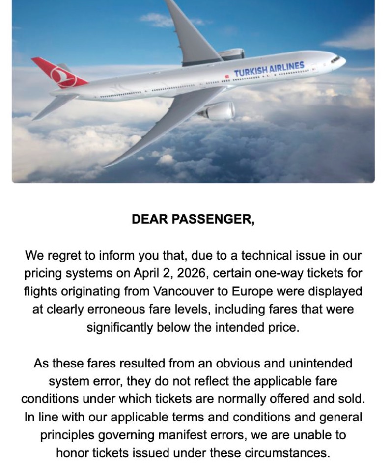 From Our Newsletter: An Autopsy of a $410 Biz Class Mistake Fare 4 turkish airlines email